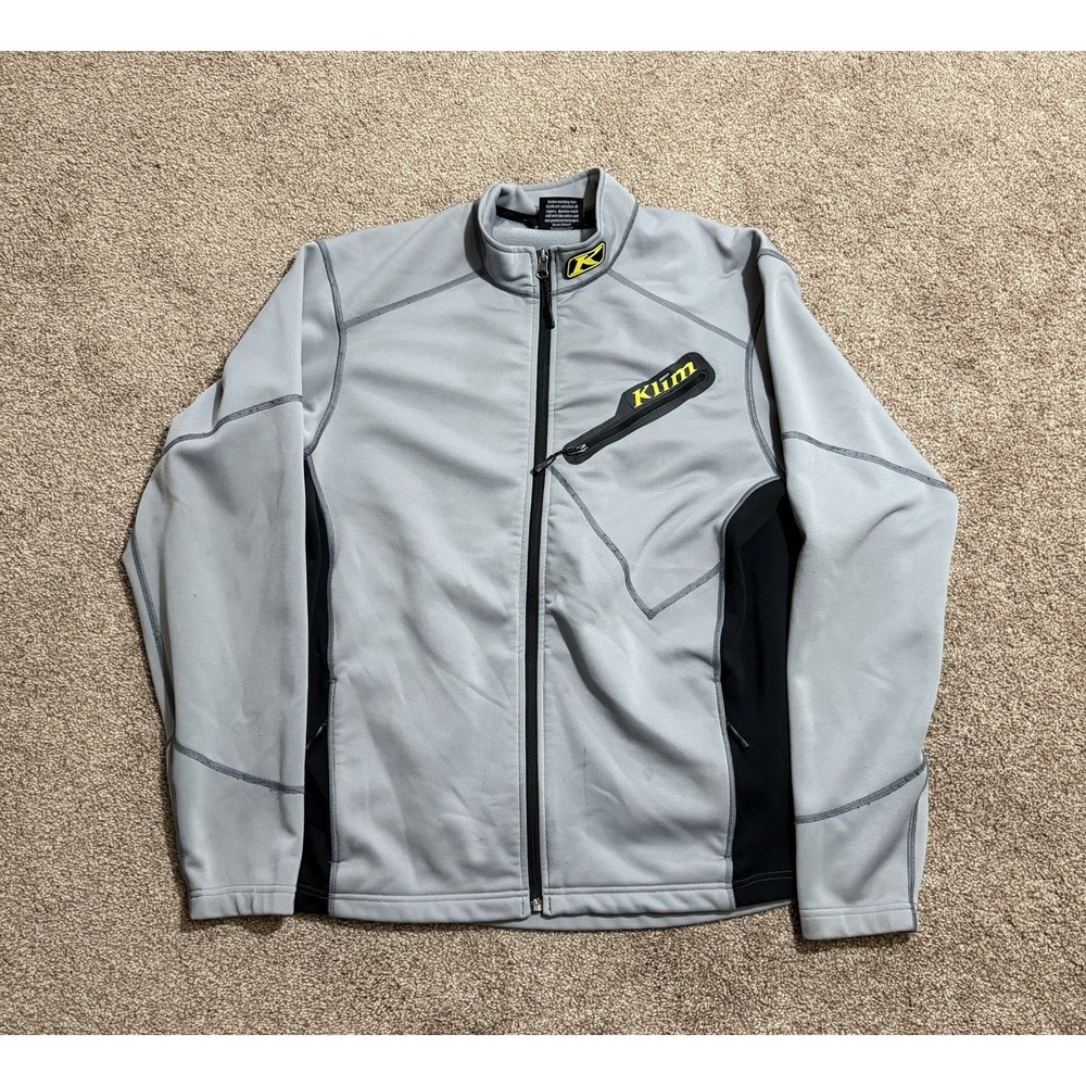 Klim Inferno Jacket Mens Medium Gray Black Softshell Full Zip Moto Riding